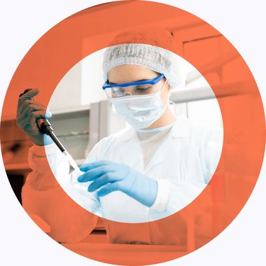 Illustrative image: scientist pipetting in a laboratory